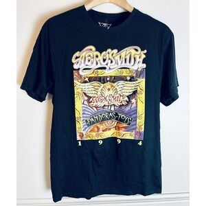 Aerosmith Shirt Mens Large 1994 Pandoras Toys Concert Black Short Sleeve
